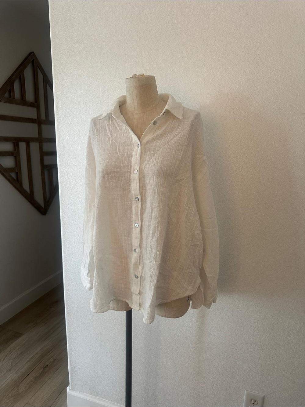 Zara unisex Casual Button-Down Shirt - Off-White